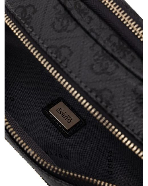 Guess Black Latona Monogram-Print Belt Bag