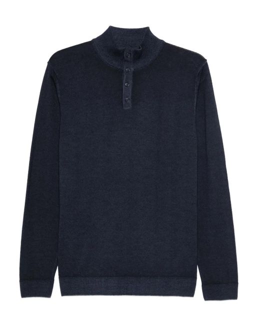 Daniele Fiesoli Blue Henley Button Polo Shirt for men
