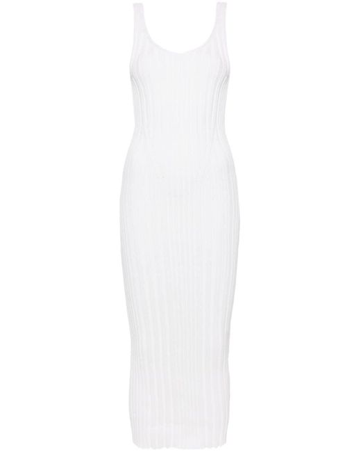 Khaite White Ottilie Ribbed-knit Dress