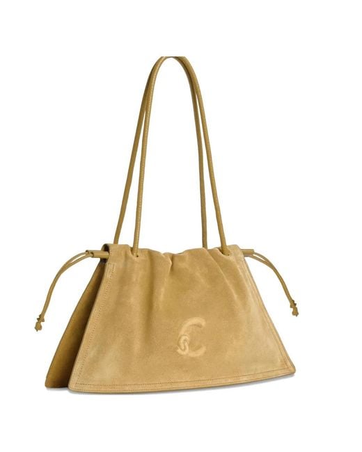 Coccinelle Natural Medium Dulse Embossed-Logo Shoulder Bag