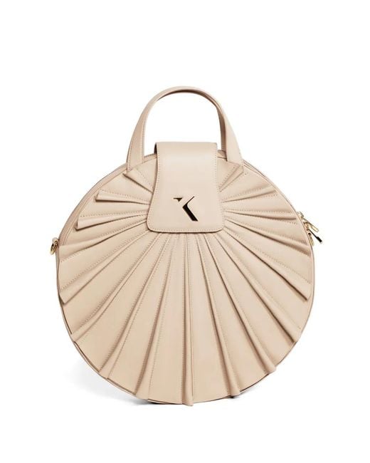 Saiid Kobeisy Natural Pleated Round Calfskin Bag