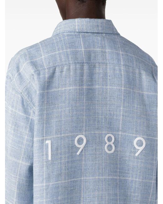 1989 STUDIO Blue Grid-print Chambray Shirt for men