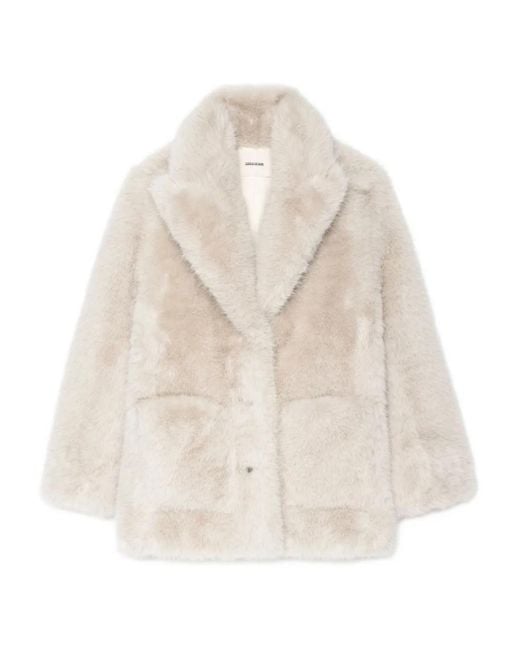 Zadig & Voltaire White Fleur Faux Fur Coat