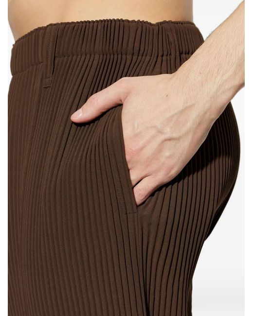 Homme Plissé Issey Miyake Brown Pantalon Tuxedo À Design Plissé for men