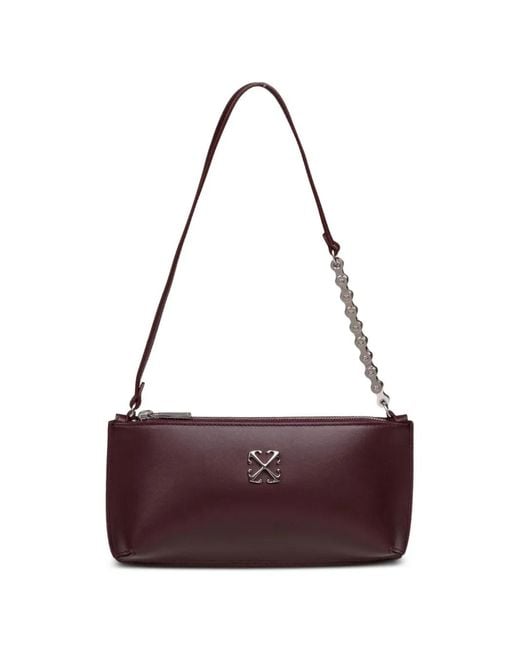 Off-White c/o Virgil Abloh Purple Jitney Flat Leather Shoulder Bag