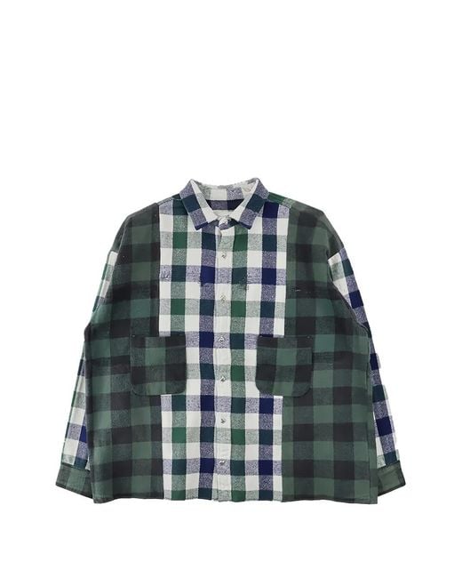 READYMADE Green Patchwork Check-Pattern Shirt for men