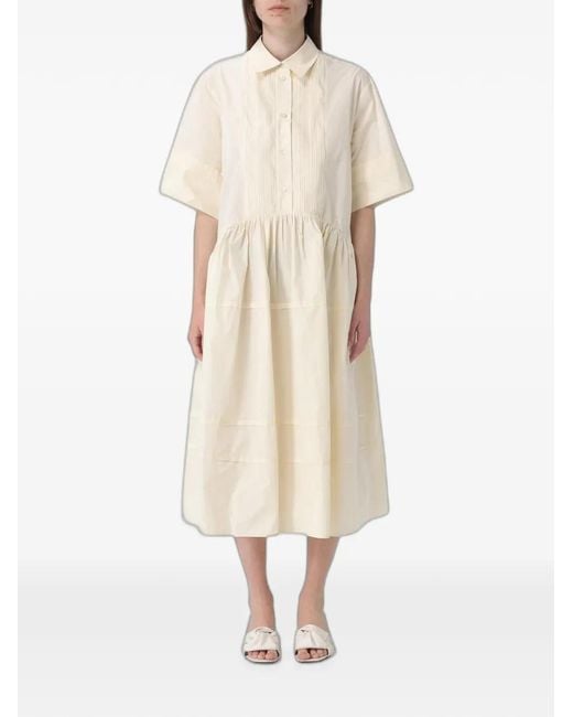 MEIMEIJ Natural Pintuck-Detail Tiered Maxi Dress