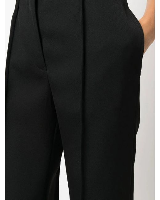 Jil Sander Black Cropped Wool Wide-Leg Trousers