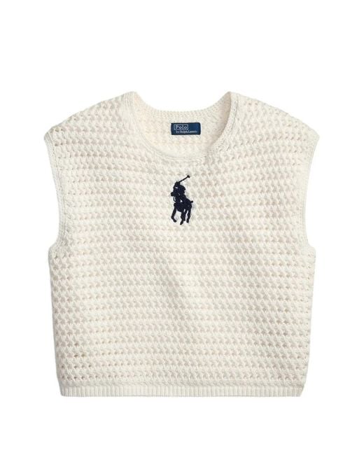 Polo Ralph Lauren White Crochet Sweater