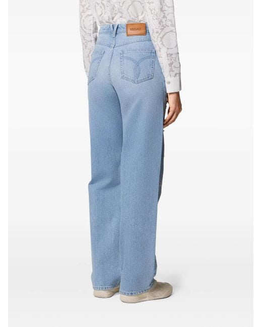Versace Verfraaide High-Waist Jeans in het Blue