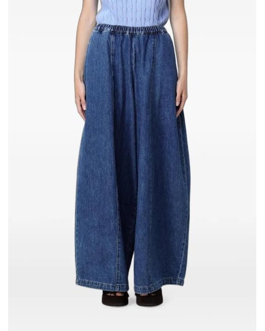 MEIMEIJ Blue Pantalon Ample À Taille Élastiquée