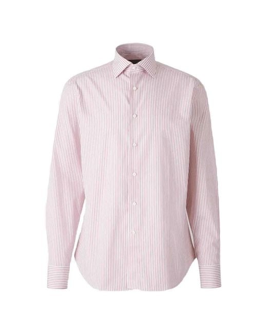 Canali Pink Striped Cotton Shirt for men