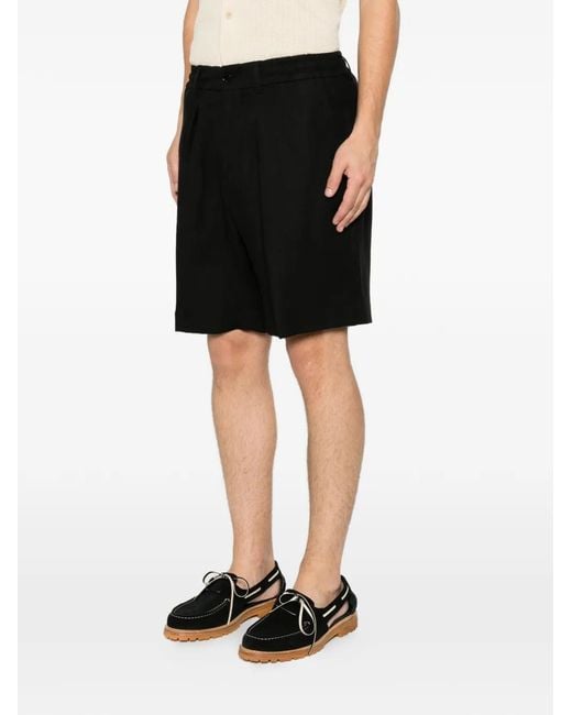 BE ABLE Black Short Plissé À Taille Élastiquée for men
