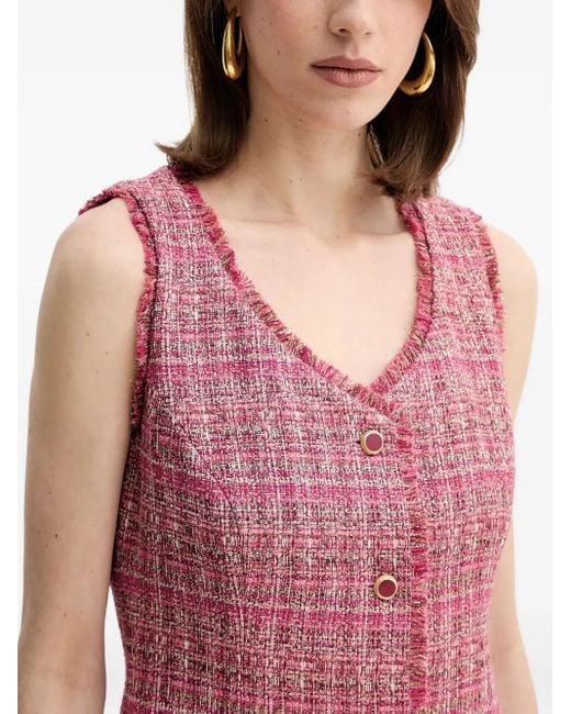 MARCIANO BY GUESS Red Claudia Tweed Buttoned Mini Dress