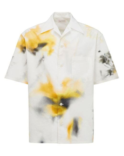 Camicia Obscured Flower di Alexander McQueen in White da Uomo