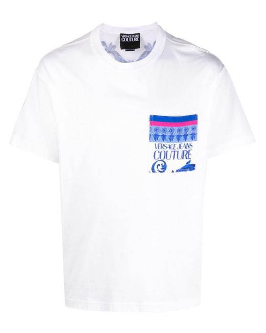Versace White Barocco-print Cotton T-shirt for men