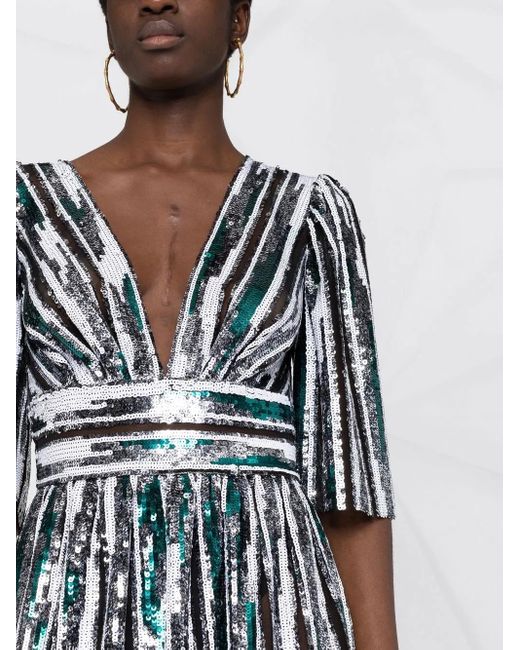 V:PM ATELIER White Sheer Panelling Sequin Dress