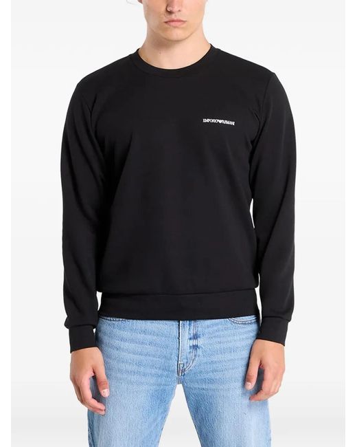 EA7 Black Logo-Print Sweatshirt for men