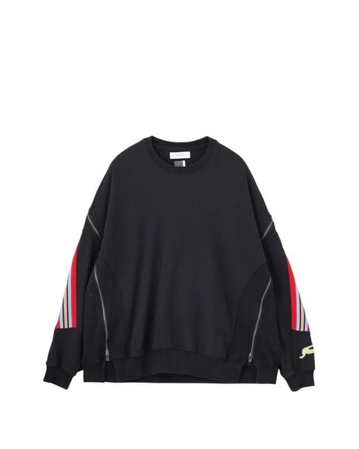 Facetasm Black Zipped Panelled Sweatshirt for men