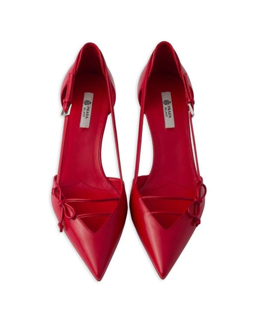 Prada Red Leather Pumps