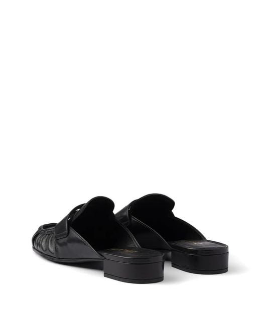 Prada Black Mules En Cuir