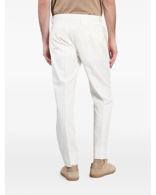Zegna White Pleated Pressed-Crease Trousers for men