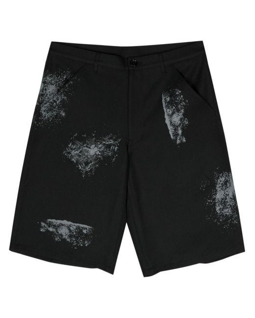 Comme des Garçons Black Painterly-print Twill Shorts for men