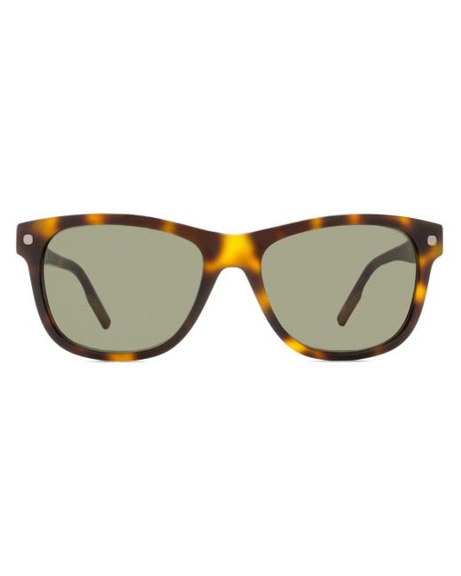 Zegna Brown Tortoiseshell-effect Rectangle-frame Sunglasses for men