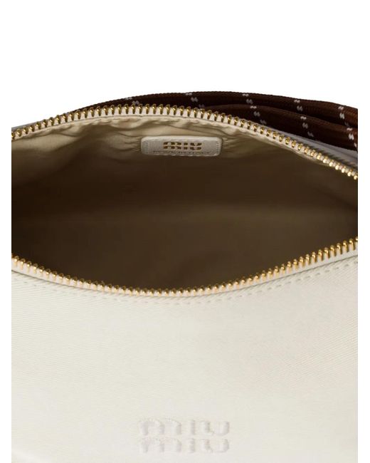 Trousse Make Up Gabardine Mini di Miu Miu in Natural