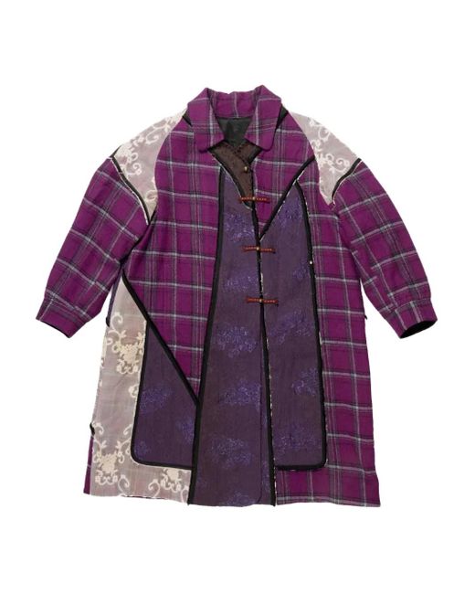 Commun's Purple Checked Trench Coat