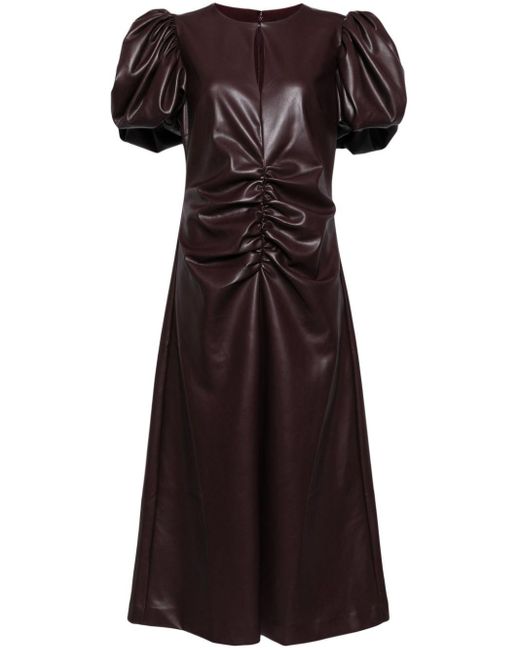 ROTATE BIRGER CHRISTENSEN Black Puff-sleeve Midi Dress