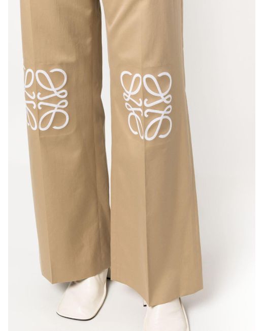 Loewe Natural Anagram Wide Leg Cotton Trousers