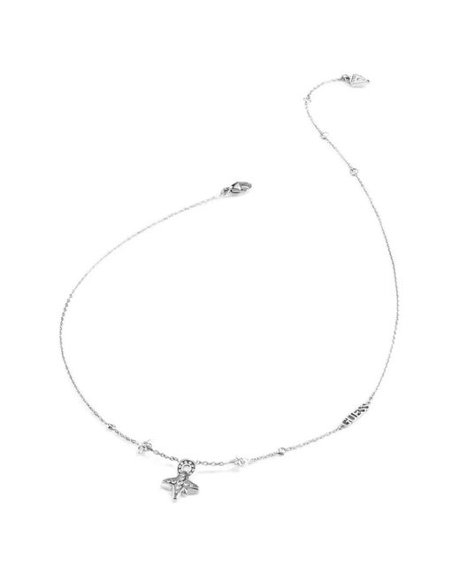 Guess White Star-Pendant Necklace