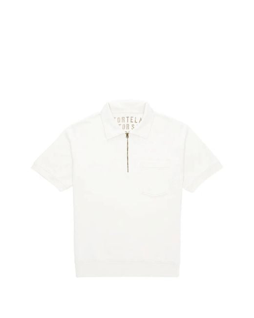 Fortela White Yalepm Short-Sleeve Zip Polo Shirt for men