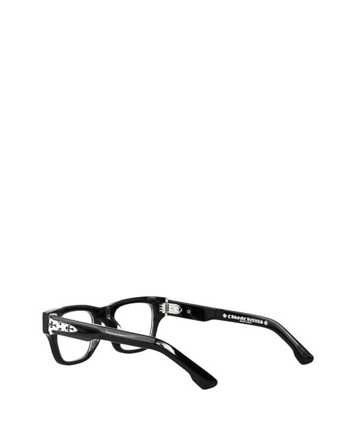 Chrome Hearts Black Crypdic Rectangle-Frame Glasses for men