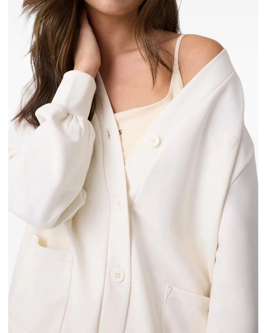 Guess White Logo-Embroidered Cardigan