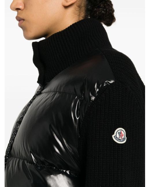 Moncler Black Quilted Wool Cardigan