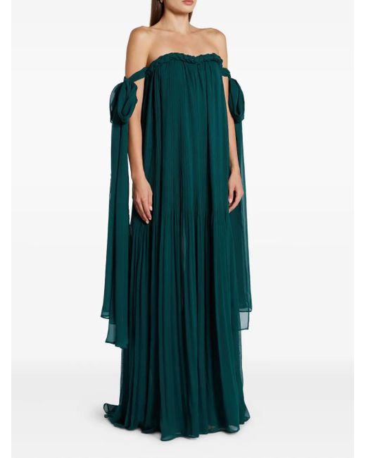 LEO LIN Green Camila Off-shoulder Maxi Dress