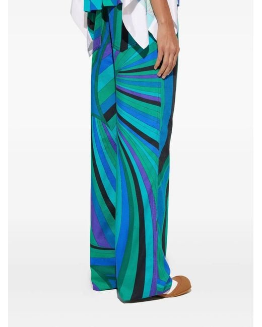Emilio Pucci Blue Iride-Patterned Trousers