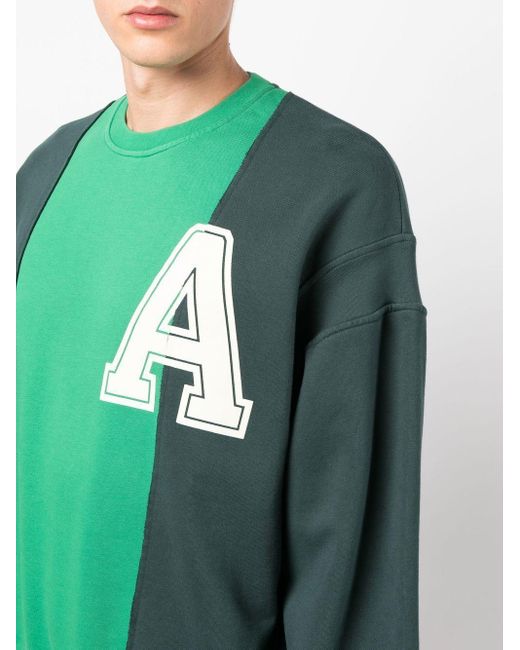 Ambush Green Multi-panel Long-sleeve Sweatshirt for men