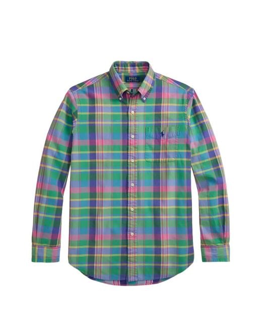 Polo Ralph Lauren Blue Plaid-Pattern Shirt for men