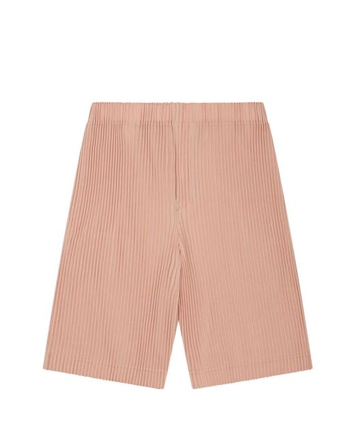Homme Plissé Issey Miyake White Pleated Shorts for men