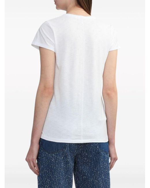 Rag & Bone White Embroidered Cotton T-shirt