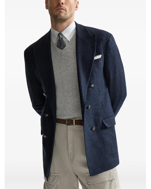 Brunello Cucinelli Blue Blazer À Boutonnière Croisée for men