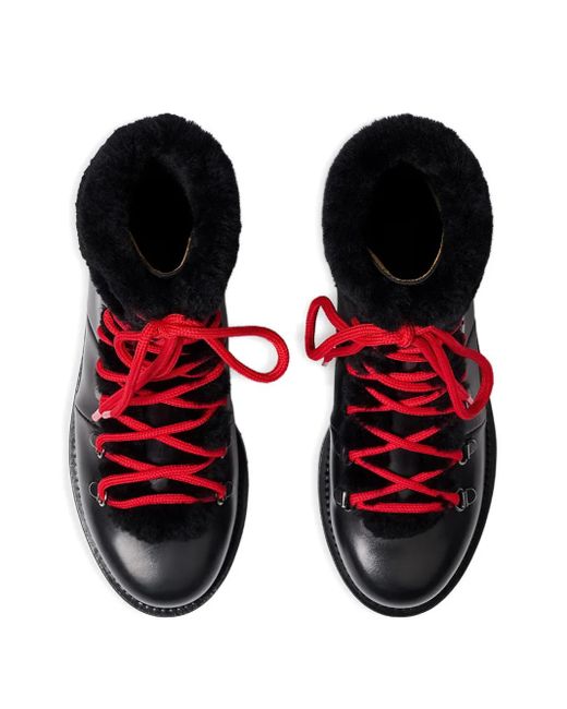 Scarosso Black Lace-Up Shearling Boots
