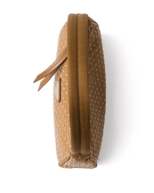 Mini Sac À Main Re-Nylon À Détails De Clous Prada en coloris Natural