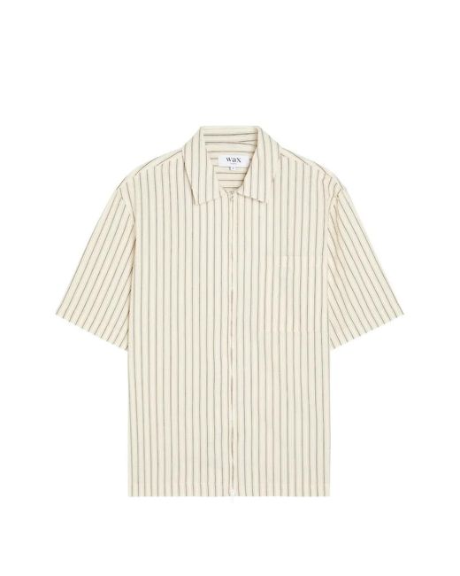 Wax London White Striped Zip-Up Shirt for men