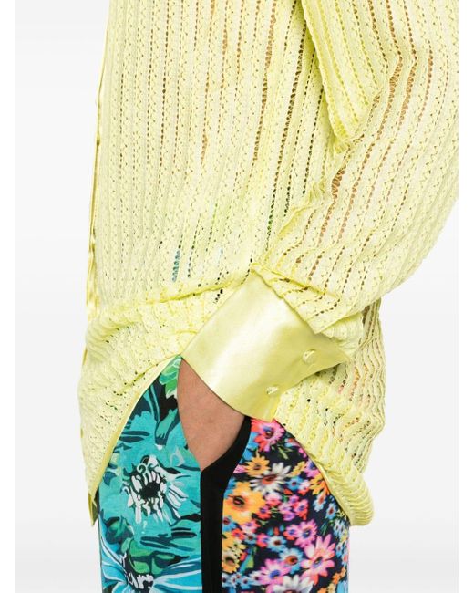 Charo Ruiz Yellow Achty Lace-detail Shirt