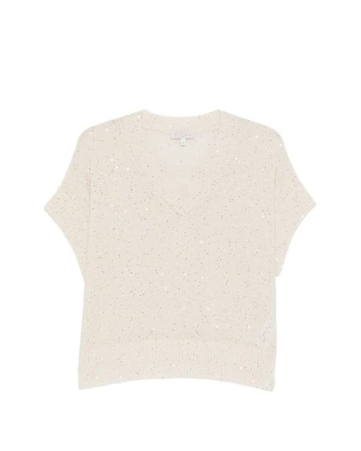 Antonelli White Sequin-Embellishment V-Neck Top