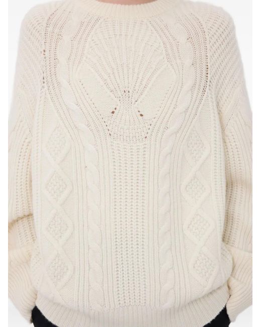 Loulou de Saison White Silva Cable Knit Sweater